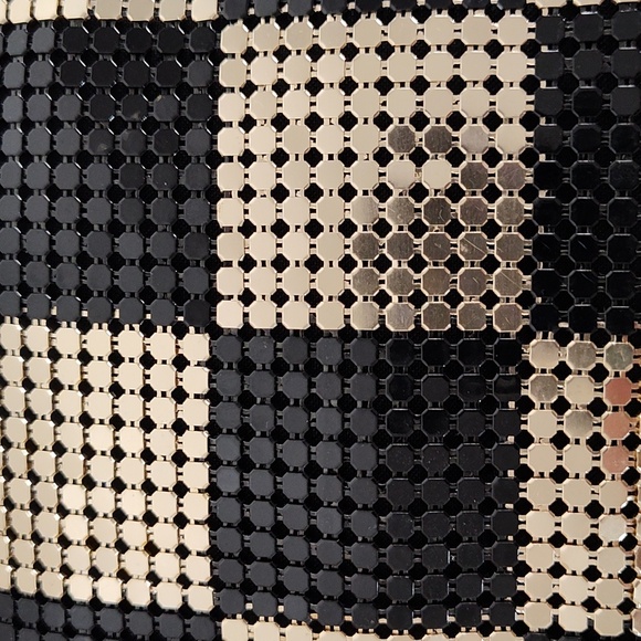 Metal Mesh Gold and Black Color Block Evening Bag Clutch Shoulder Bag - Picture 7 of 9